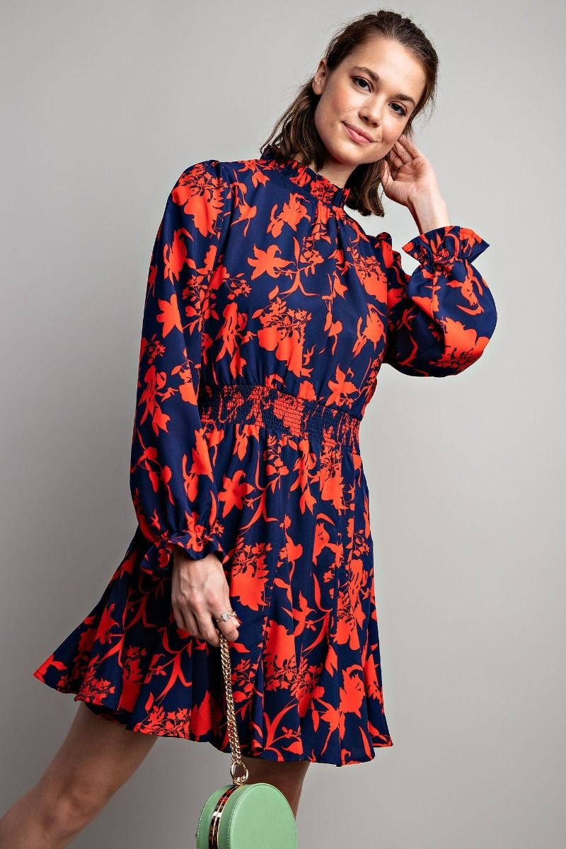 Challis Smocked Printed Dress