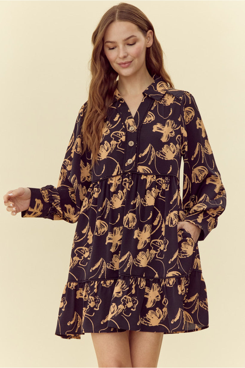 Toffee Floral Print Dress