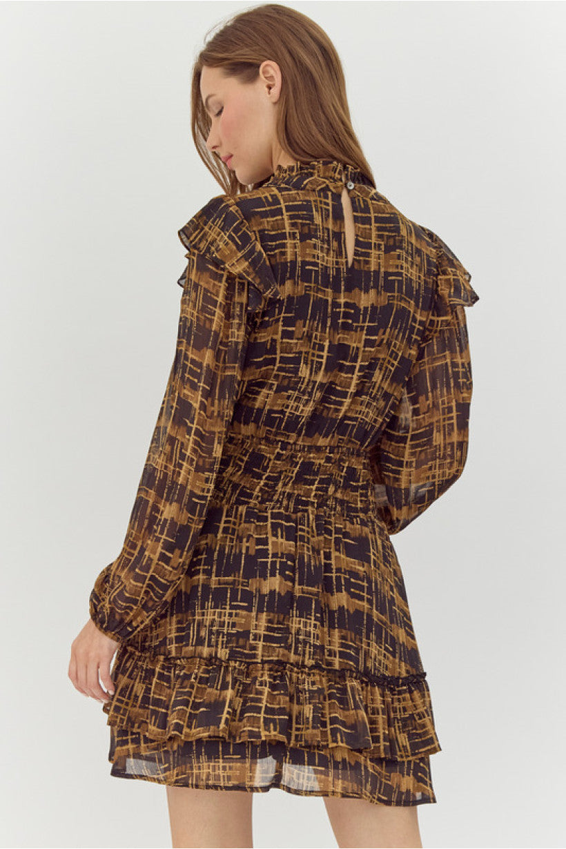 Black Abstract Chiffon Dress