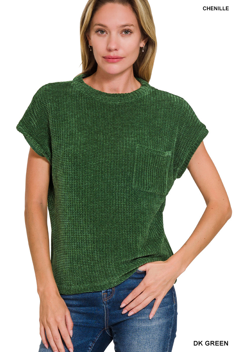Chenille Waffle Short Sleeve Sweater