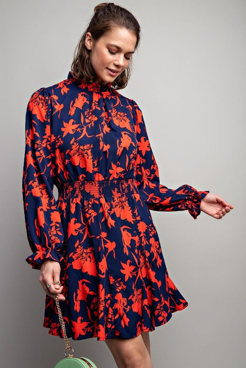 Challis Smocked Printed Dress