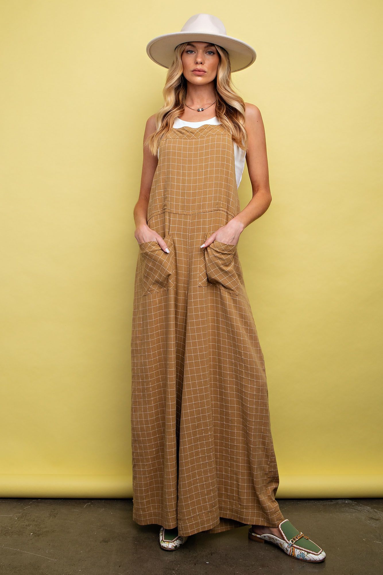 Checkboard Print Soft Jumpsuit