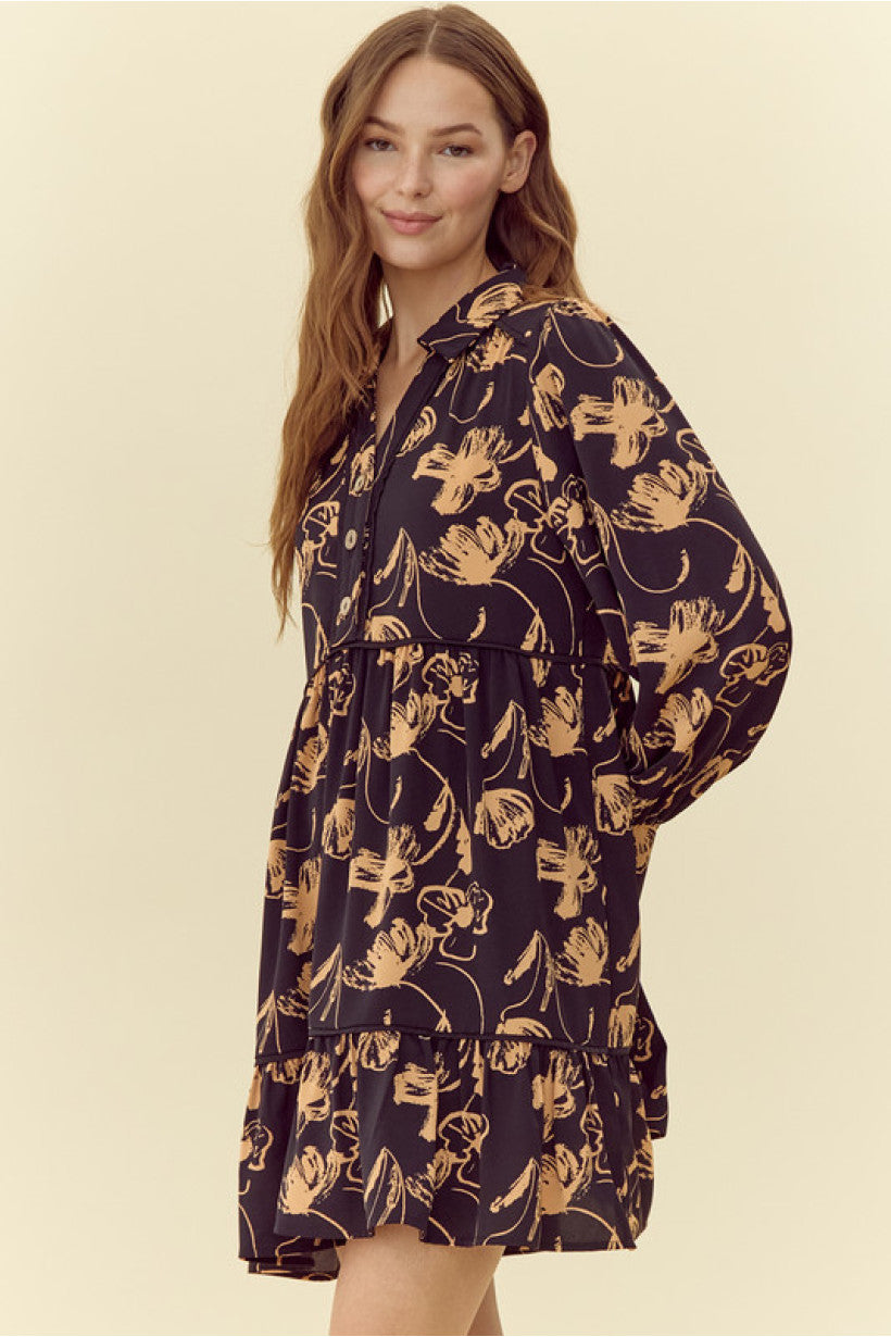 Toffee Floral Print Dress