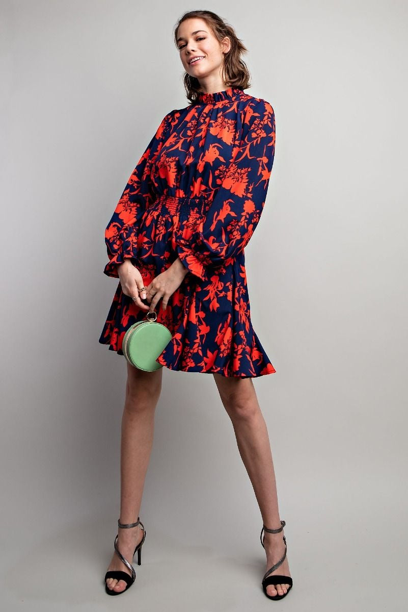 Challis Smocked Printed Dress