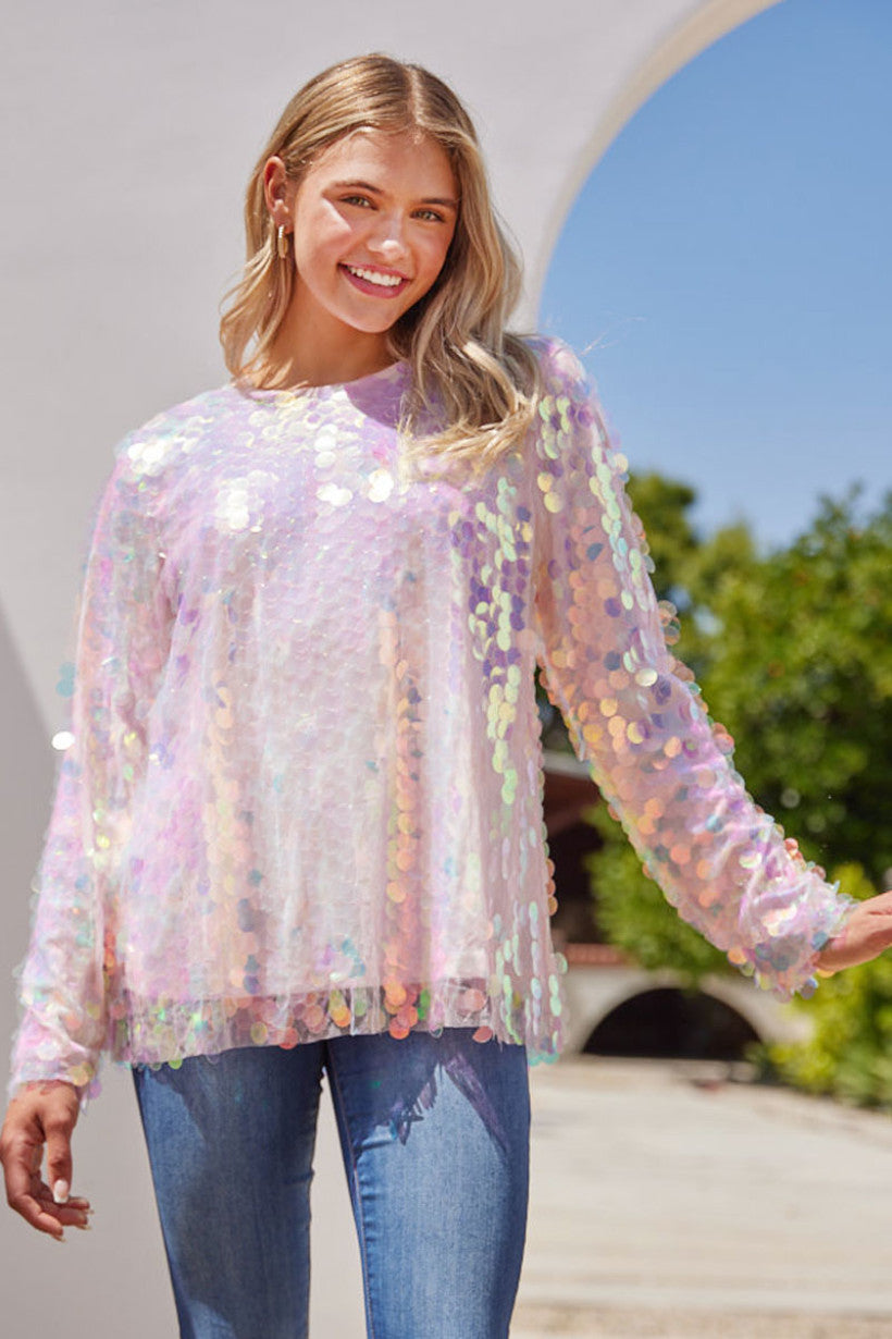 Pink Shimmer Long Sleeve Top
