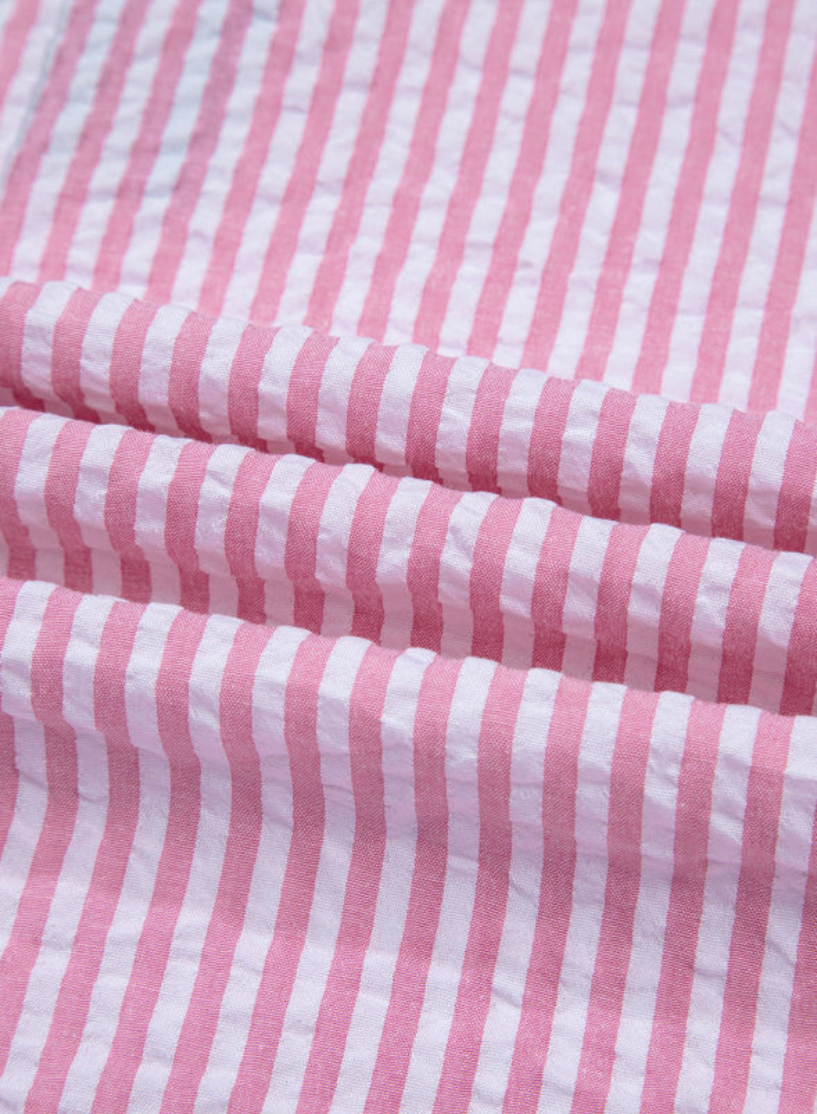 Pink Striped Contrast Collar Blouse