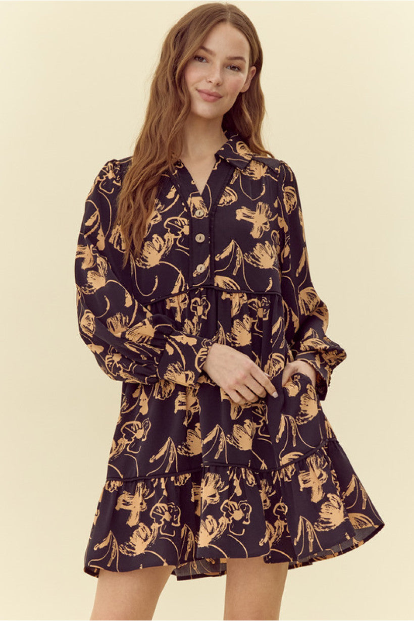 Toffee Floral Print Dress