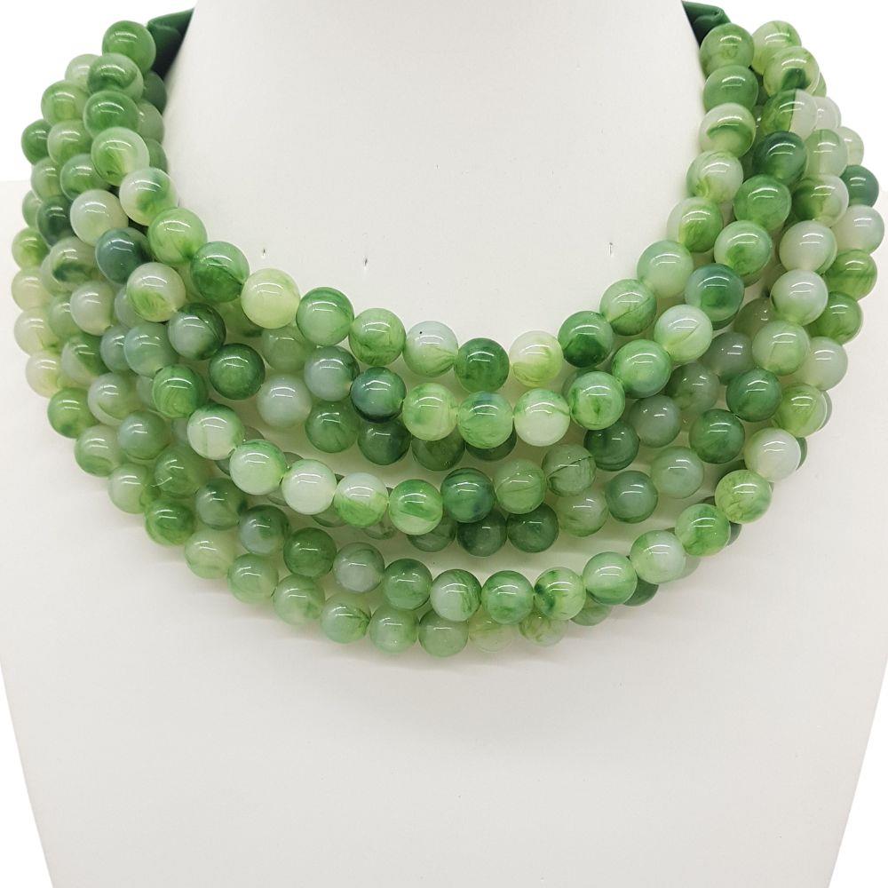 Chunky Beaded Layered Necklace in Green