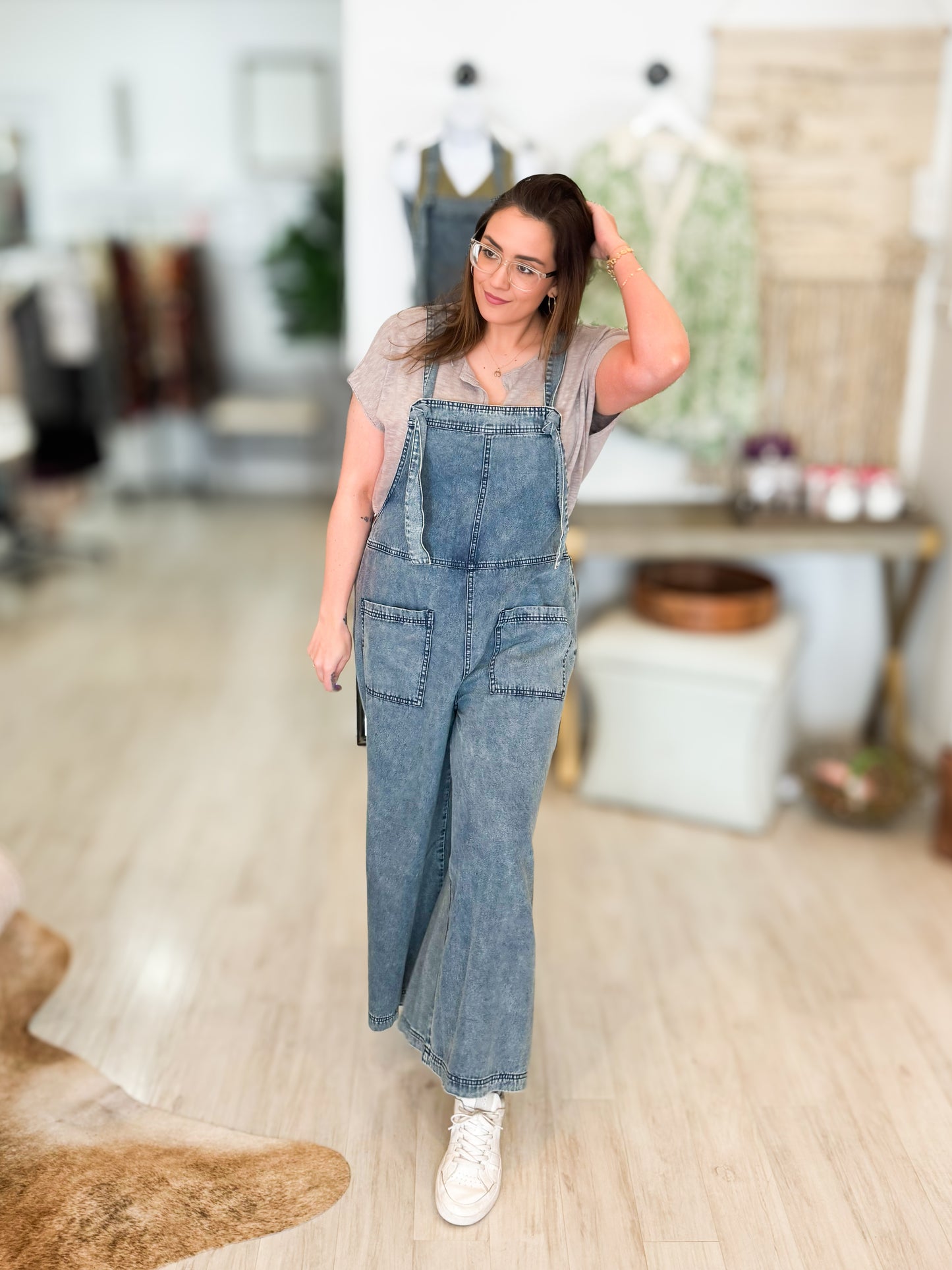 Stone Washed Denim Jumpsuit