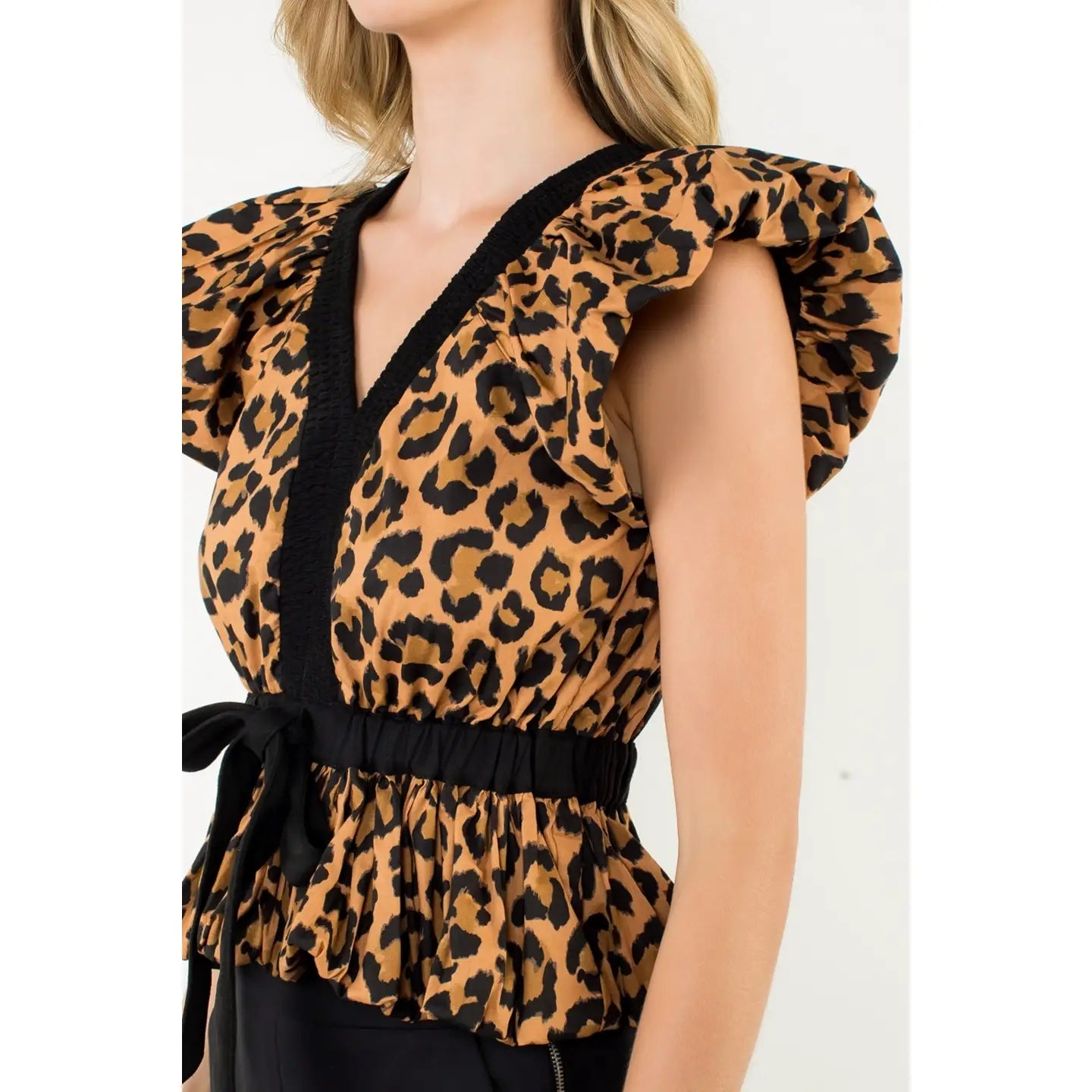 Puff Sleeve Cheetah Print Top