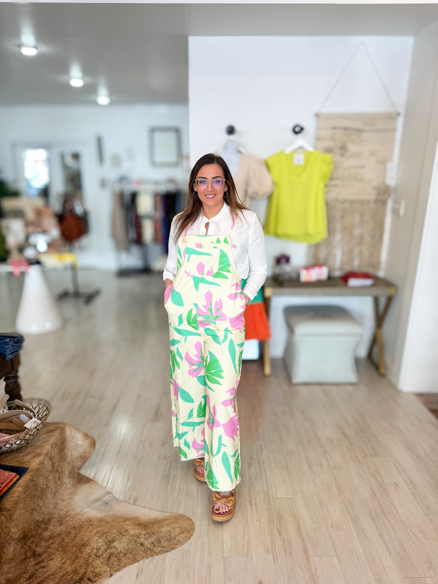 Tropical Denim Jumpsuit