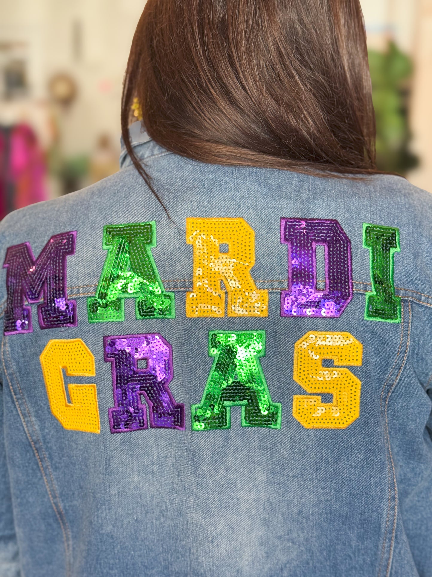 Mardi Gras Sequin Denim Jacket