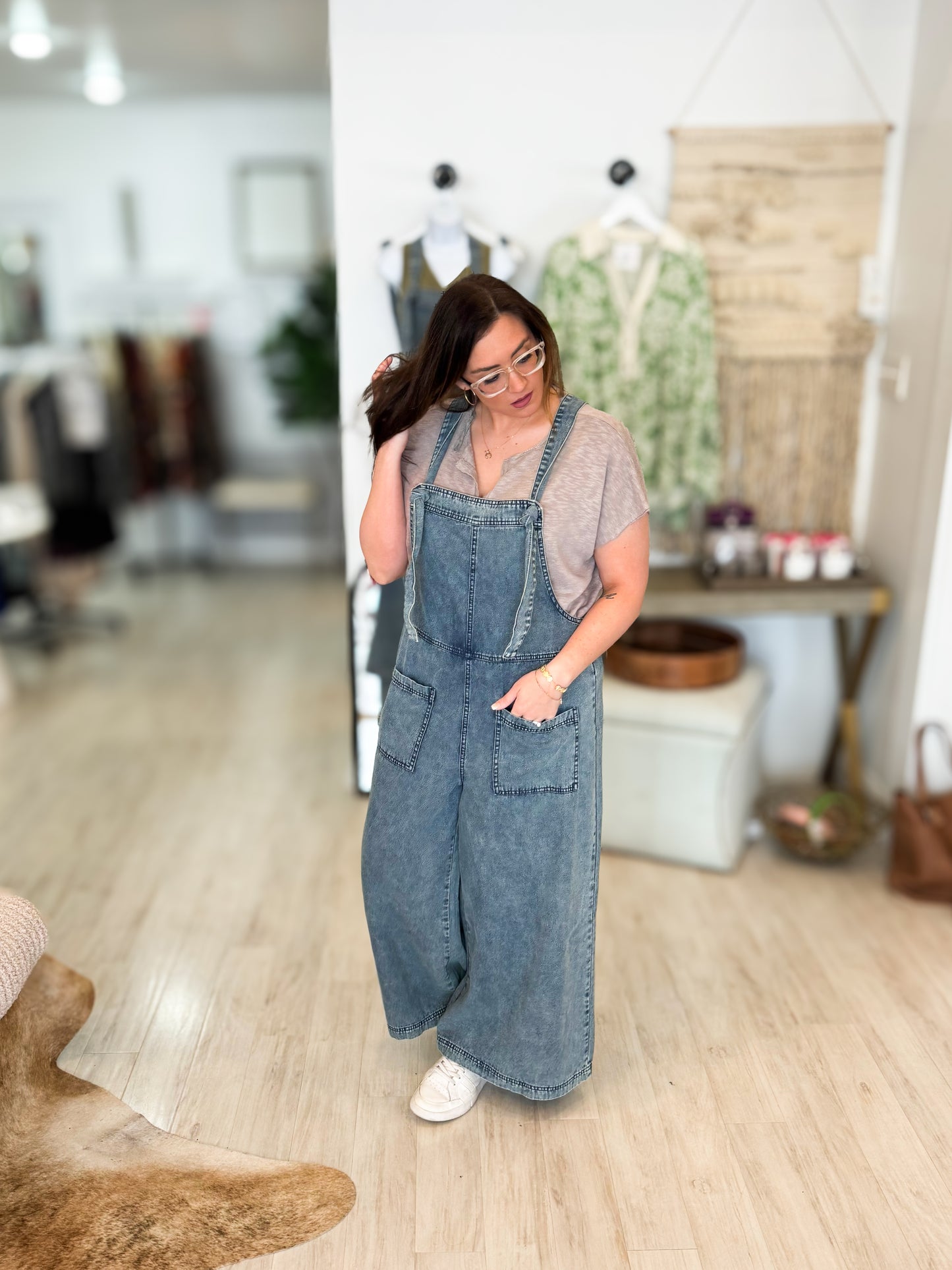 Stone Washed Denim Jumpsuit
