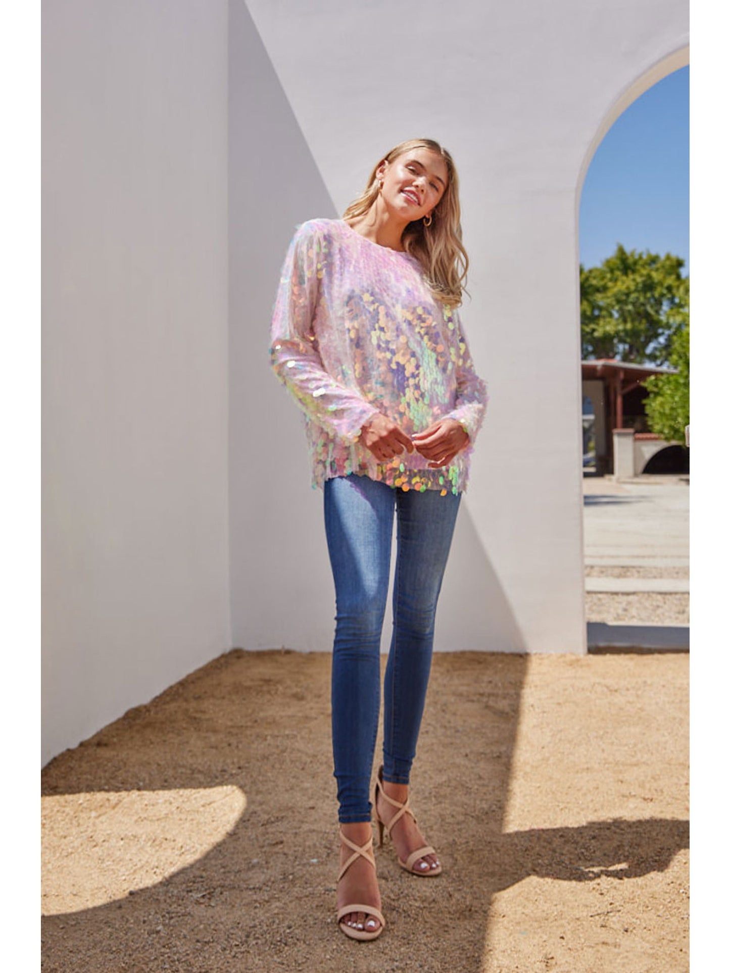 Pink Shimmer Long Sleeve Top