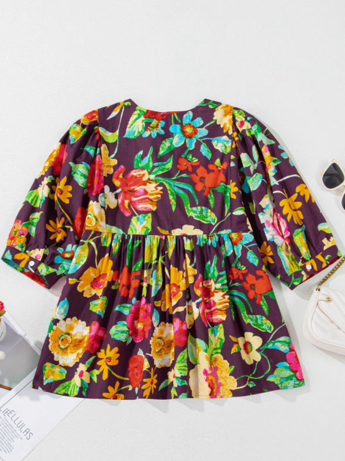 Embroidered Detail Floral Contrast Top