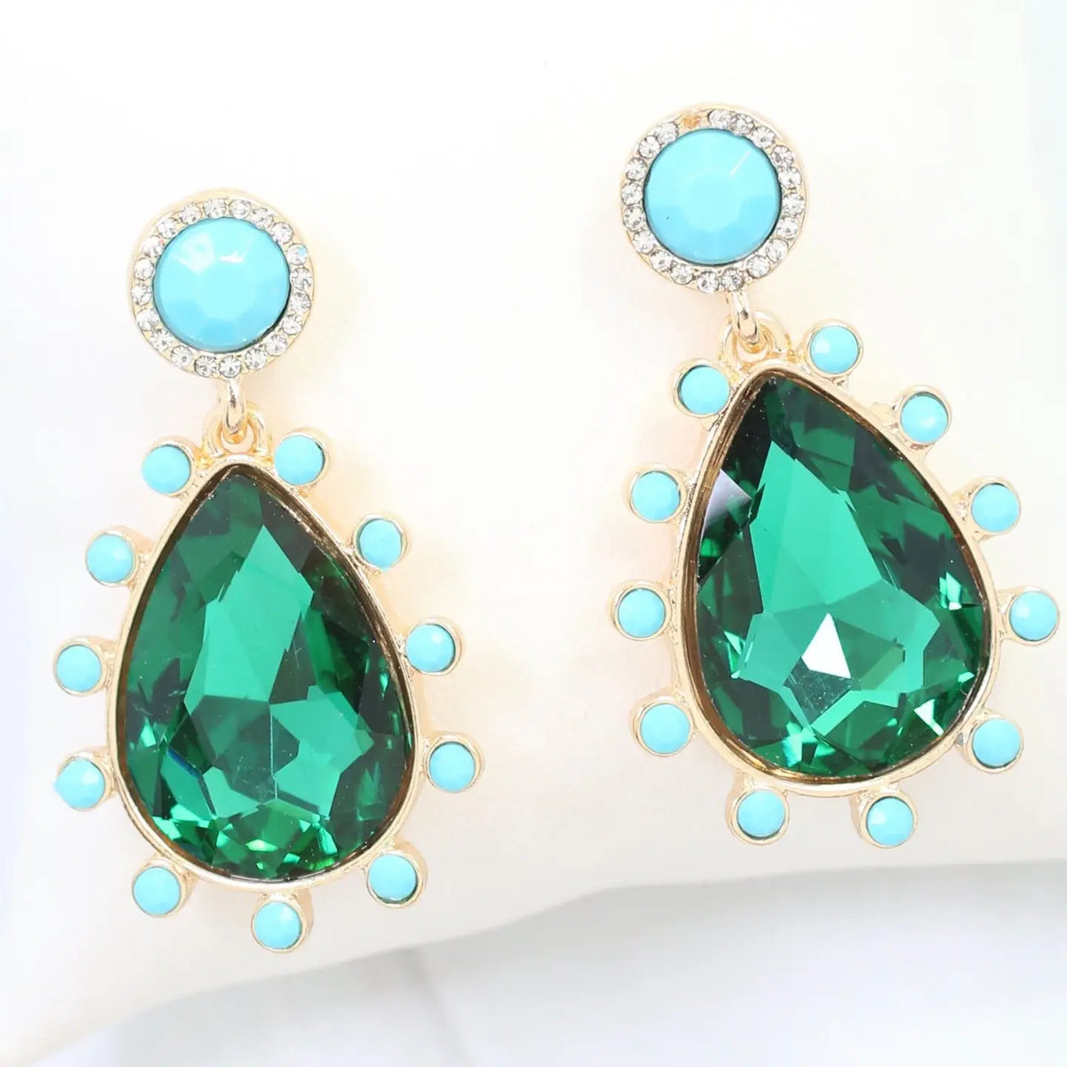 Hanna Turquoise Embellished Drop Earring
