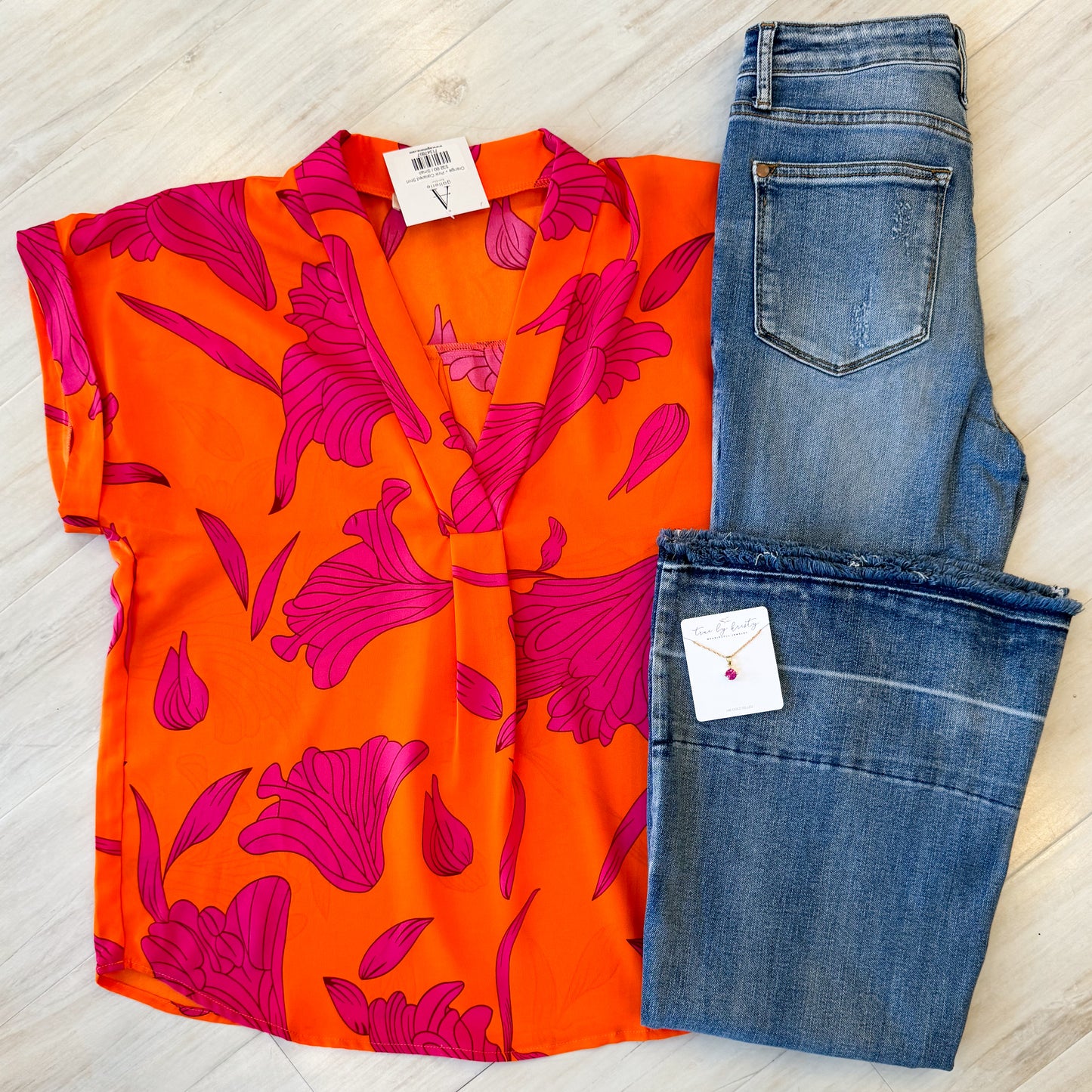 Orange + Pink Collared Shirt