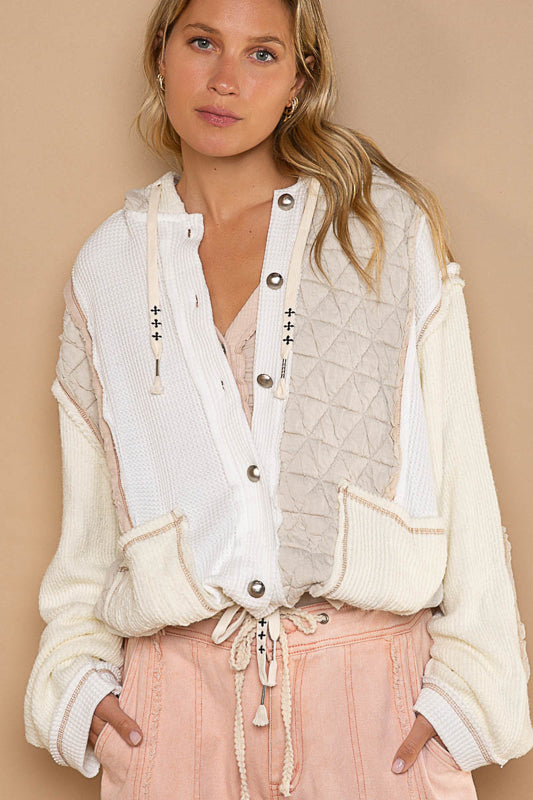 Thermal & Quilted Detail Hoodie