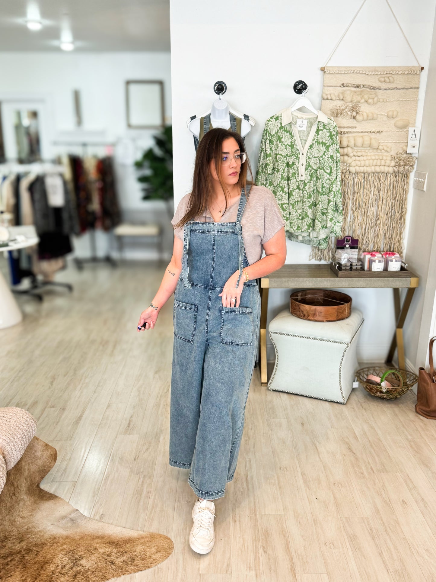 Stone Washed Denim Jumpsuit