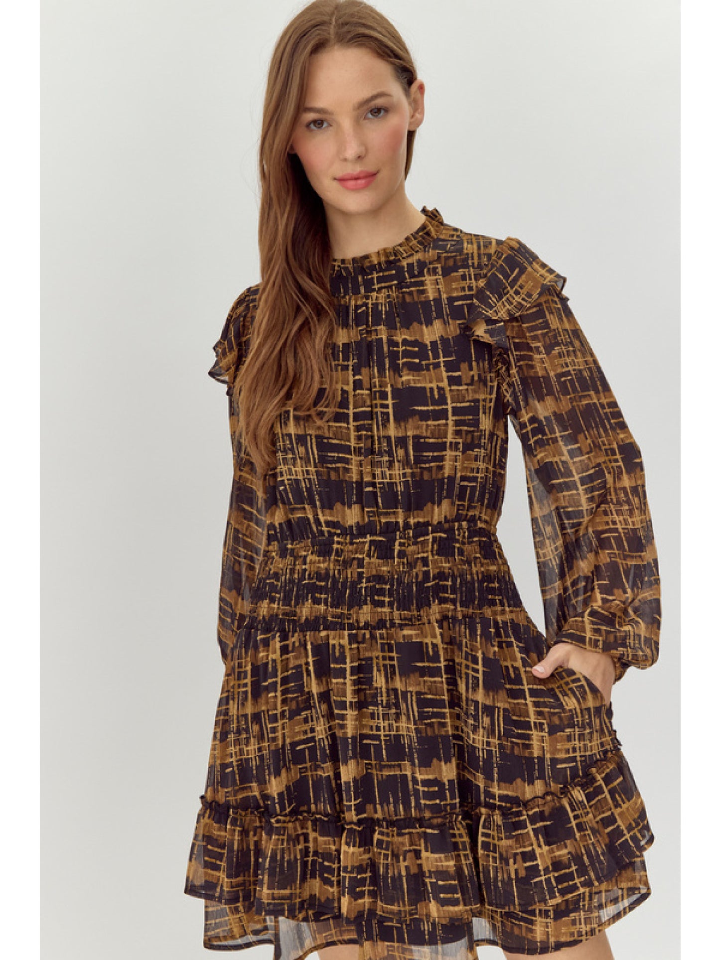 Black Abstract Chiffon Dress