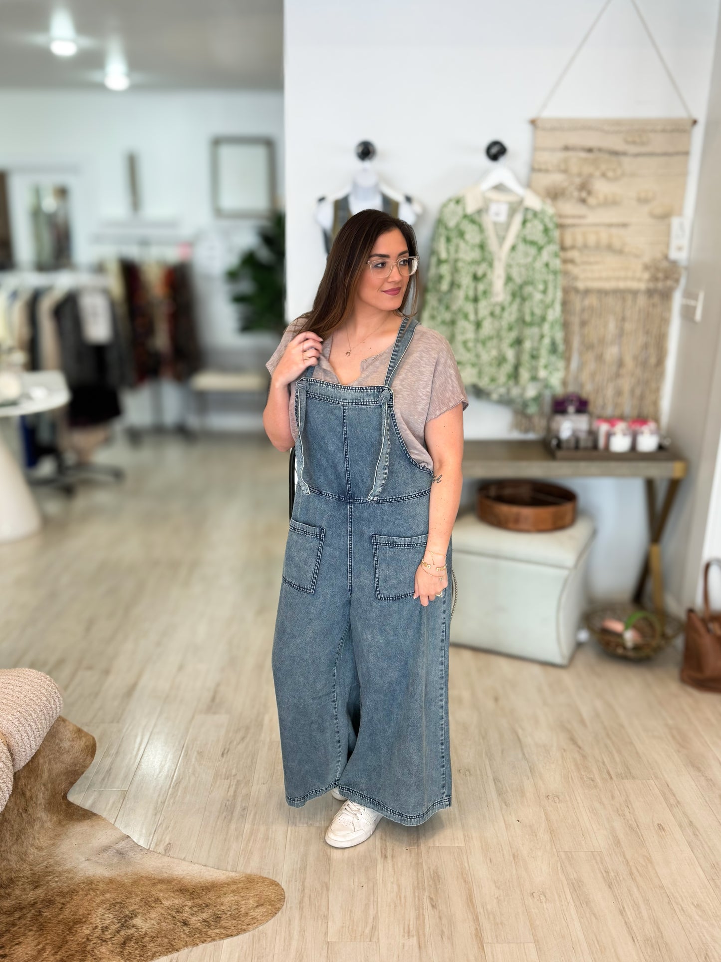 Stone Washed Denim Jumpsuit