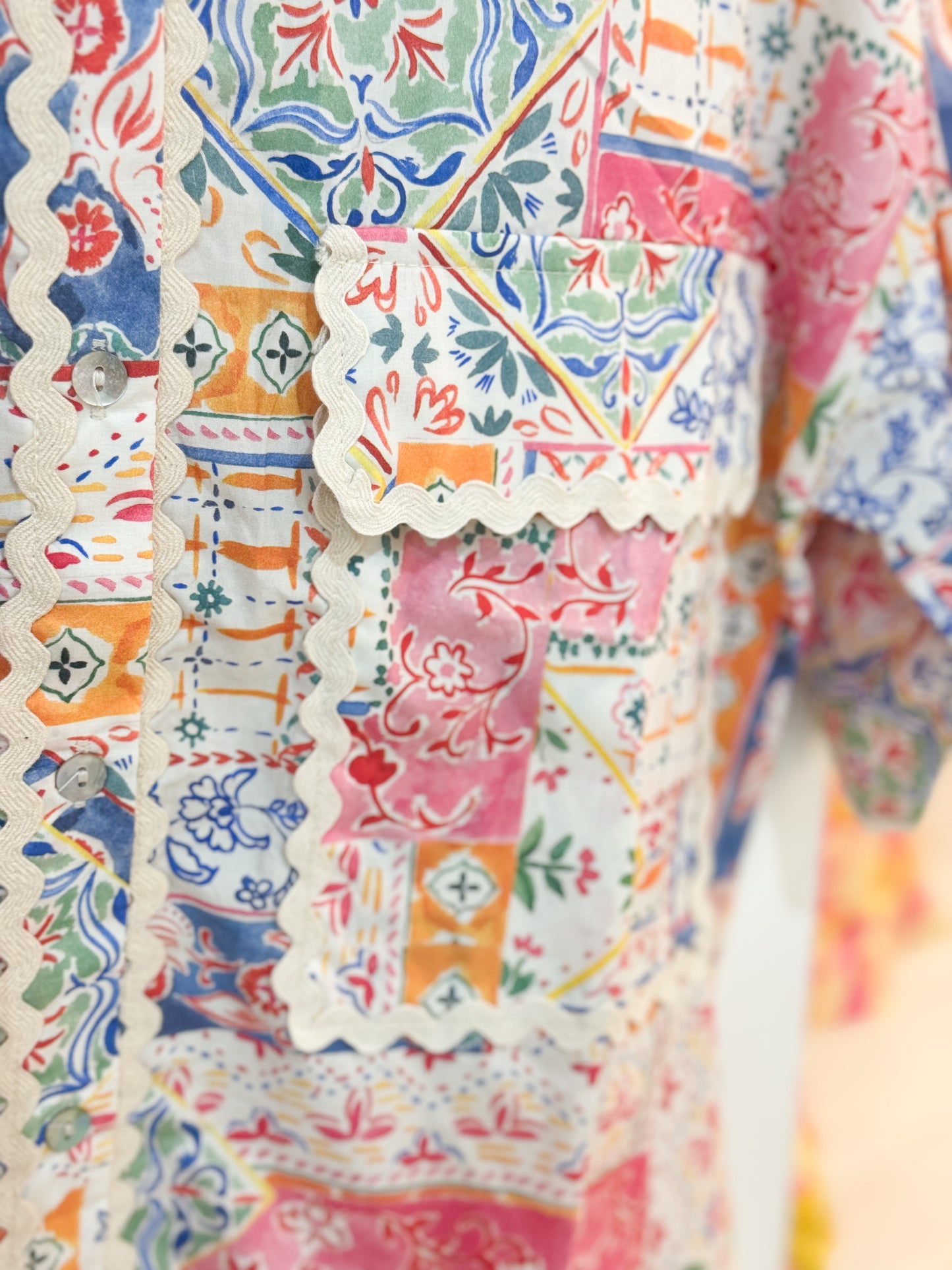 RicRac Accent Patch Work Button Down