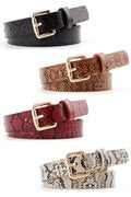 Black Snake Pattern Gold Square Buckle Belt