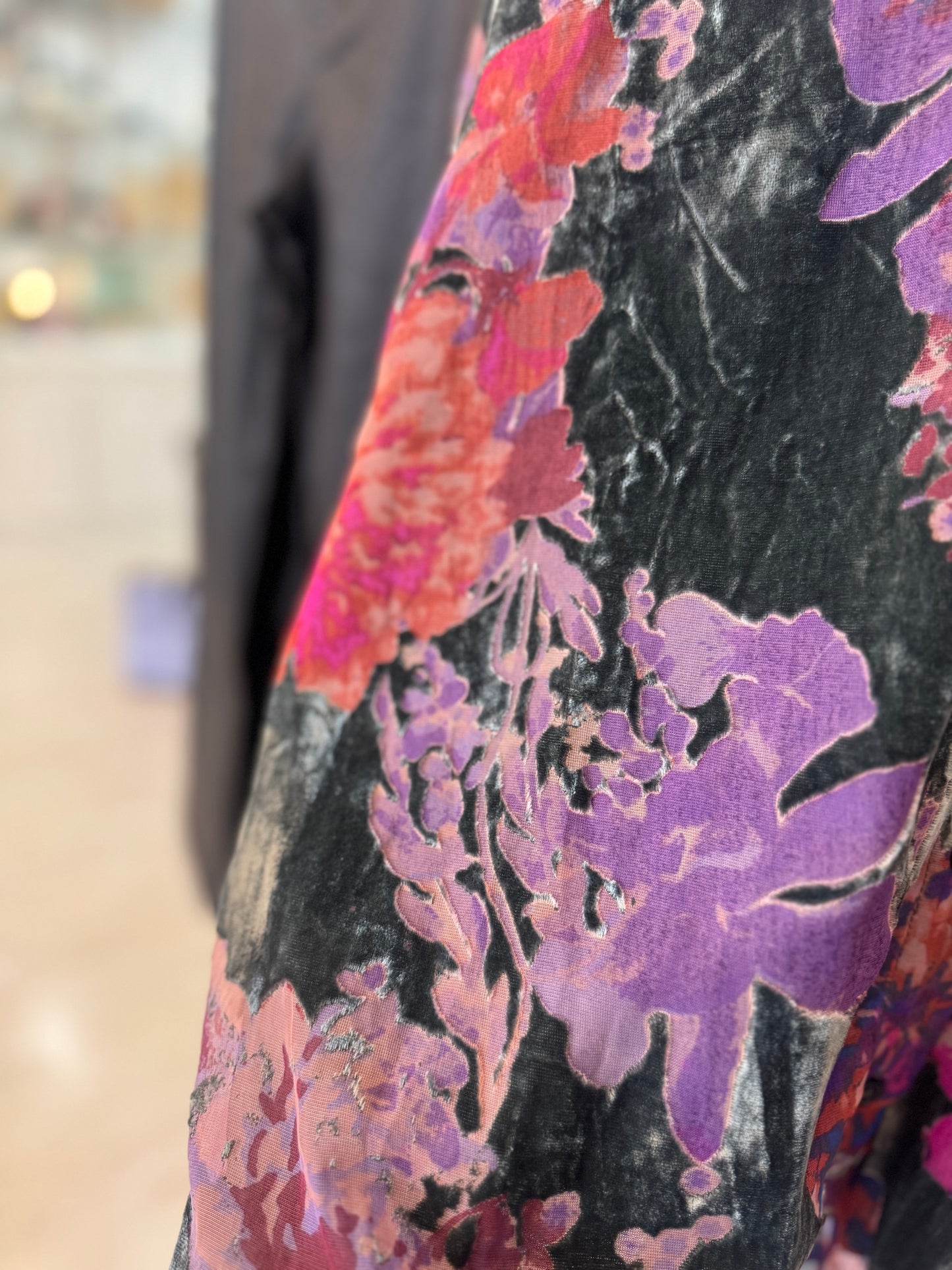 Velvet Mix Button Up Blouse