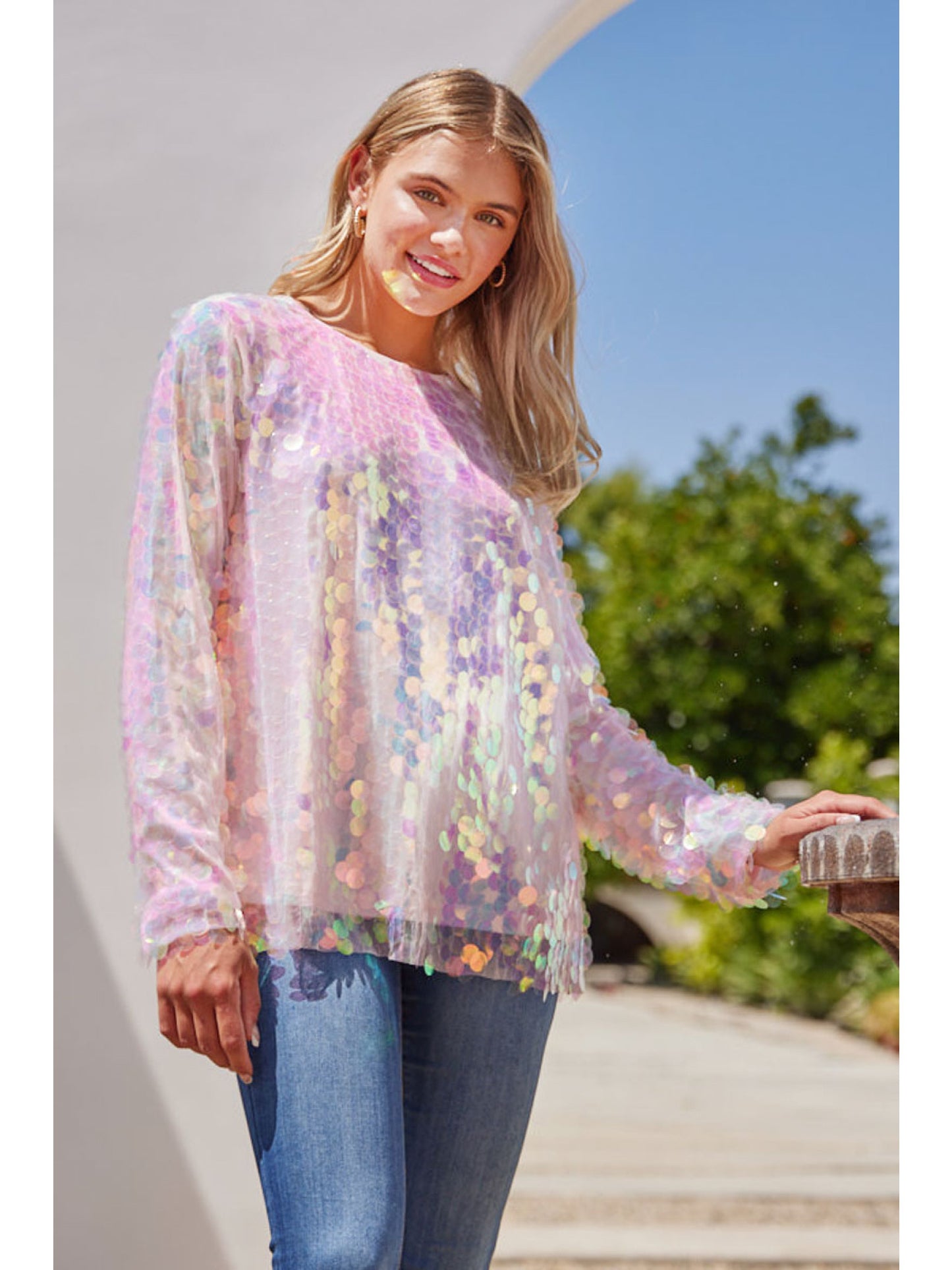 Pink Shimmer Long Sleeve Top