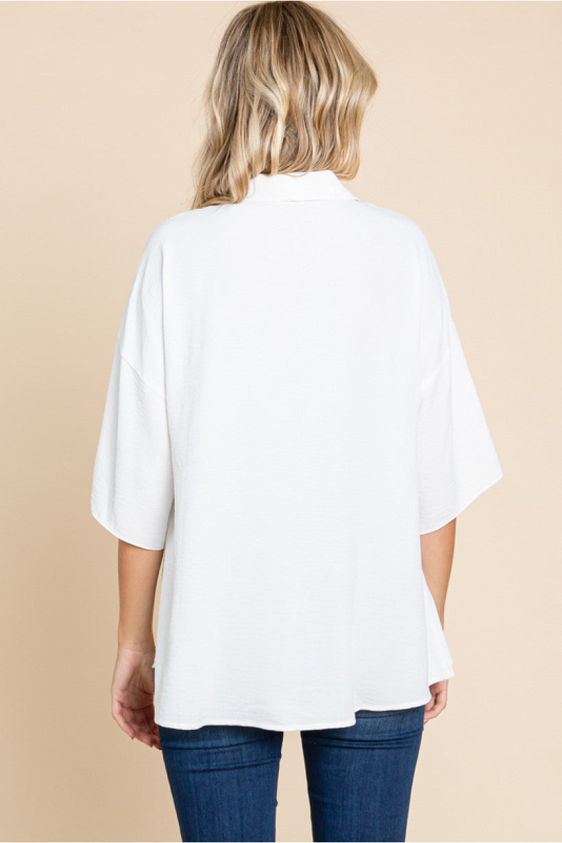 Solid Shawl Lapel Collar Top