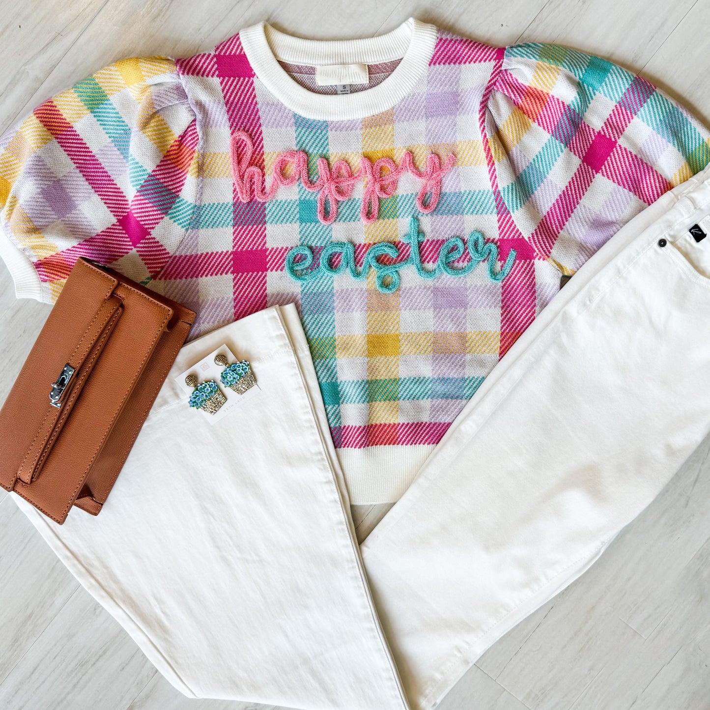 Happy Easter Gingham Sweater