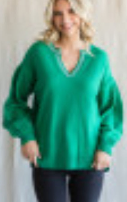 Emerald V-Neck Sweater