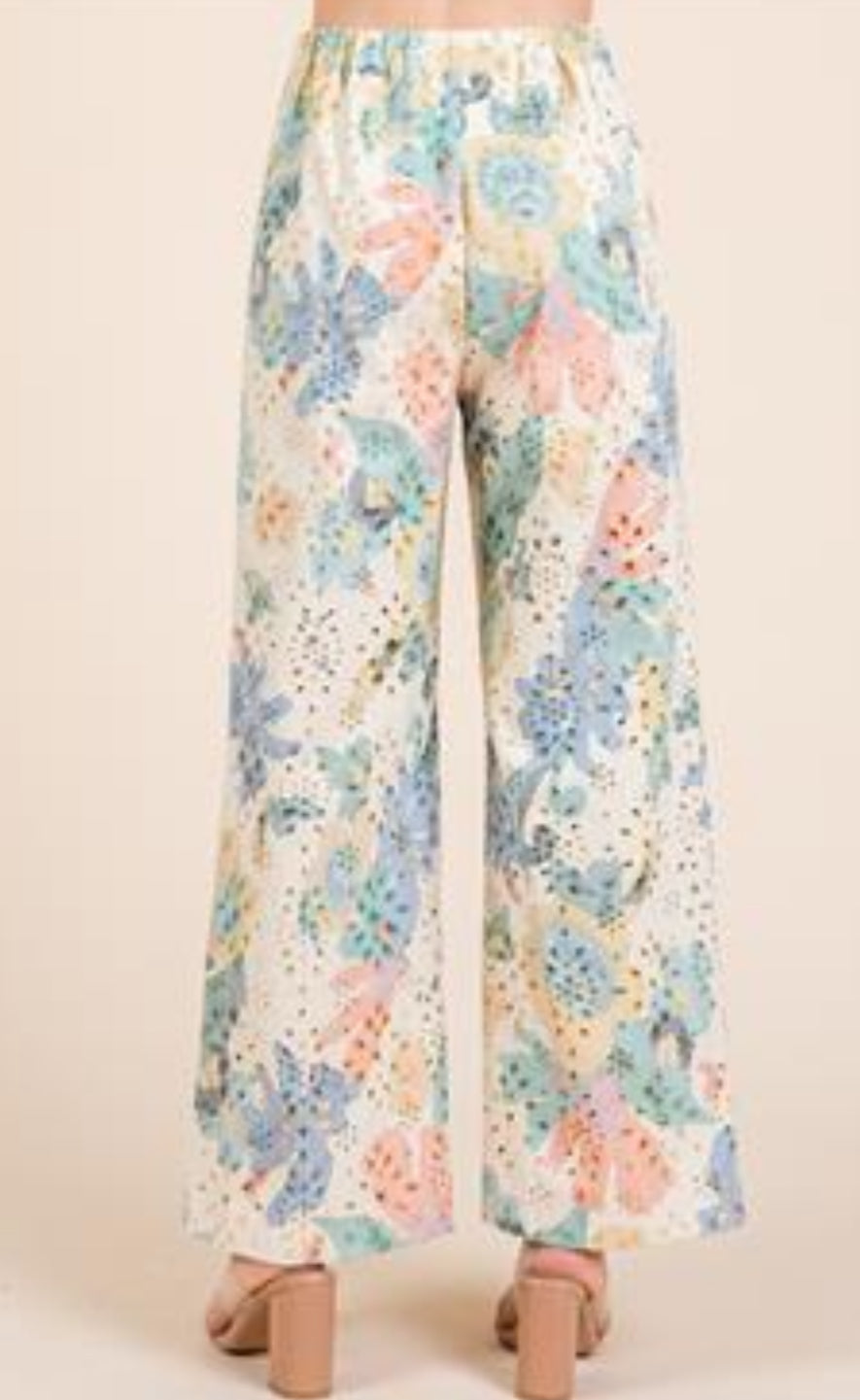 Eyelet Floral High Waist Pants