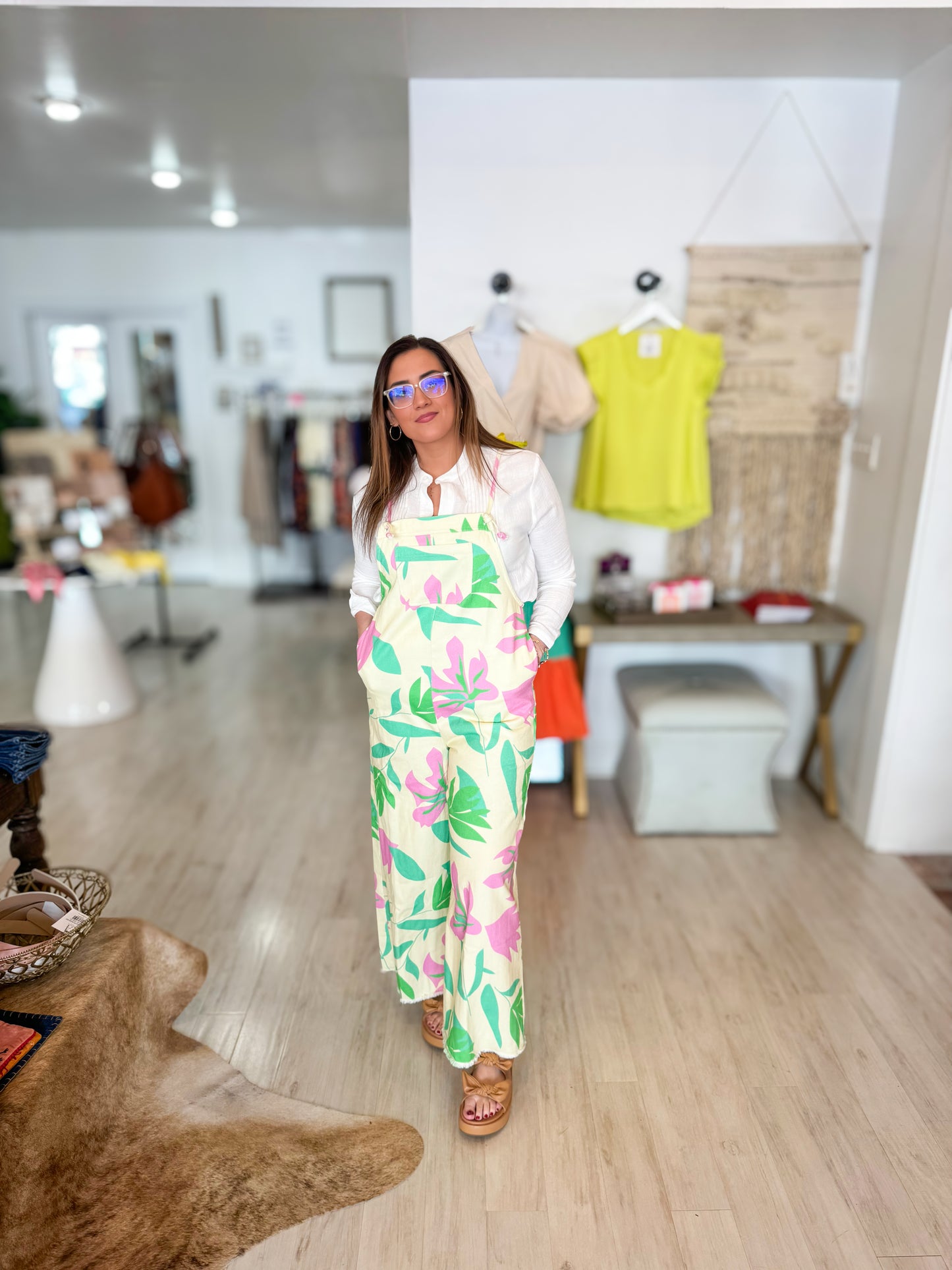 Tropical Denim Jumpsuit