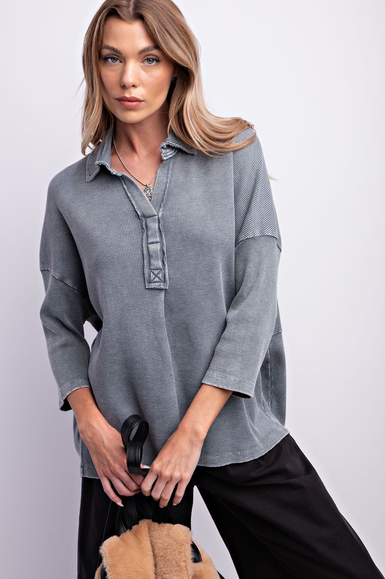 Half Sleeve Mineral Washed Top