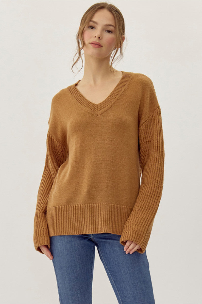 Basic V Neck Long Sleeve Sweater