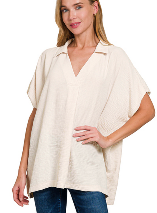 Sand Beige Collared Air Flow