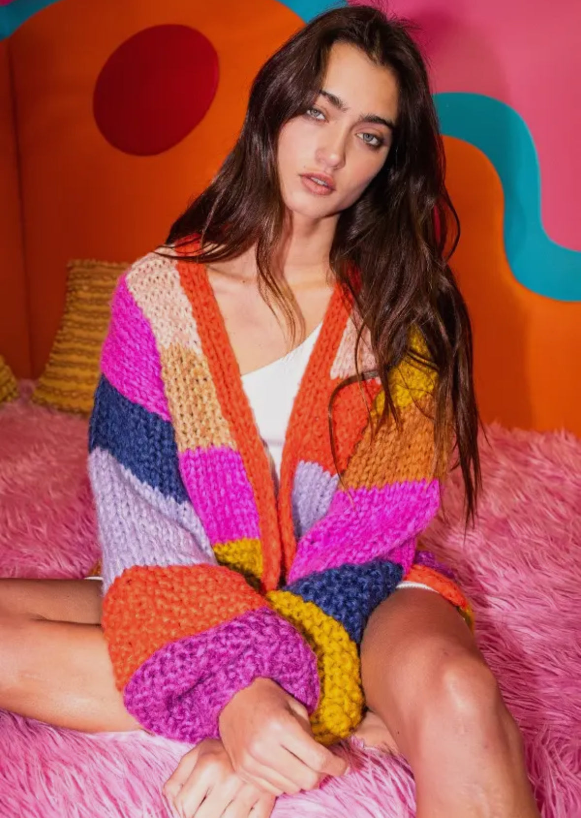 Multi Color Block Cardigan