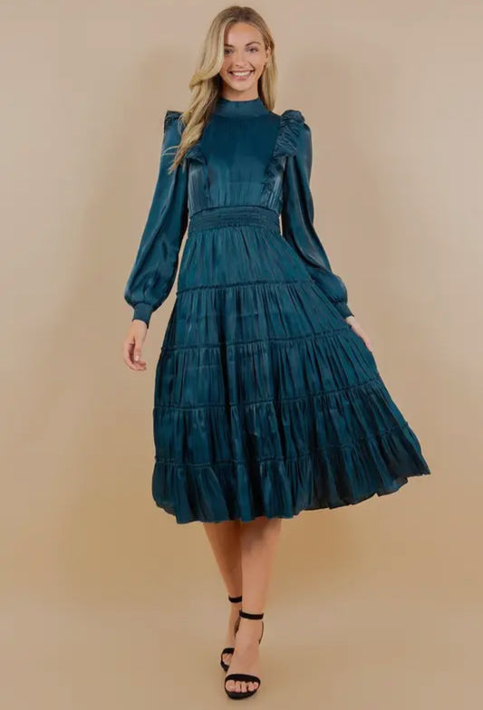 Tiered Teal Ruffle Dress