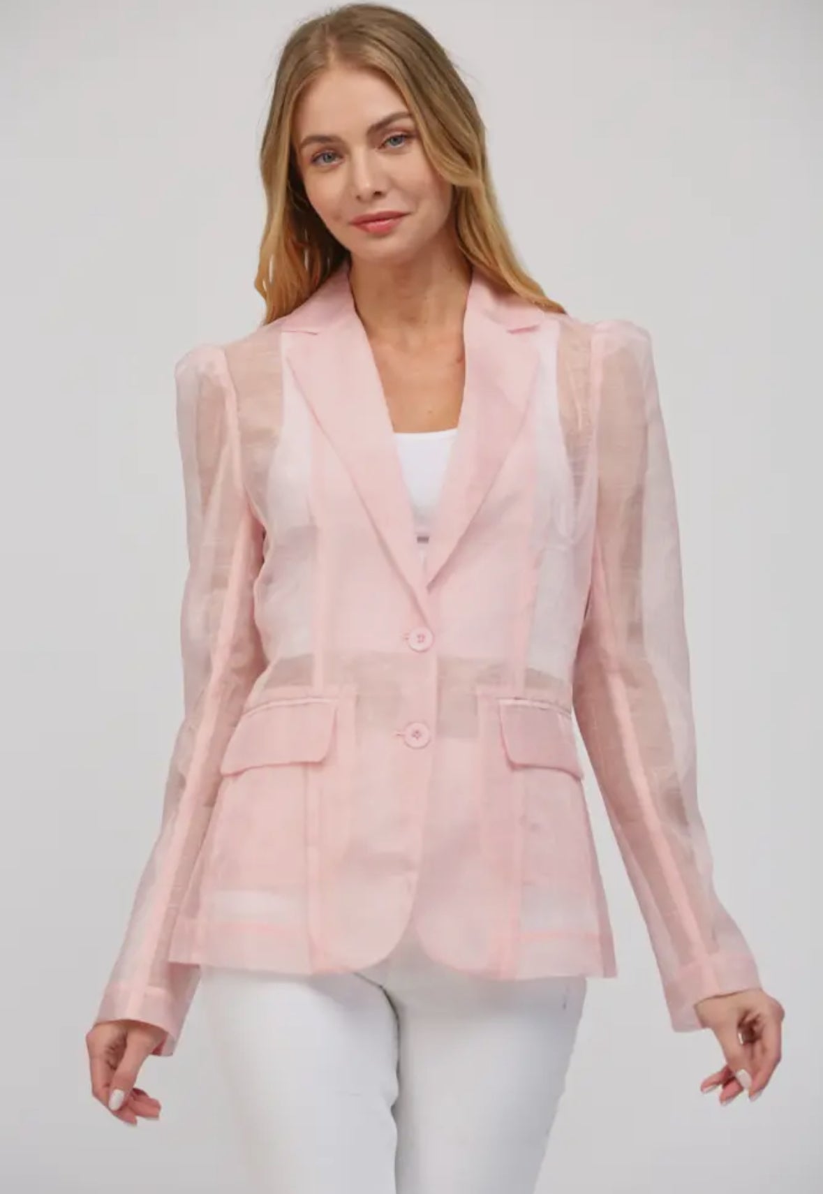 Sheer Powder Pink Blazer