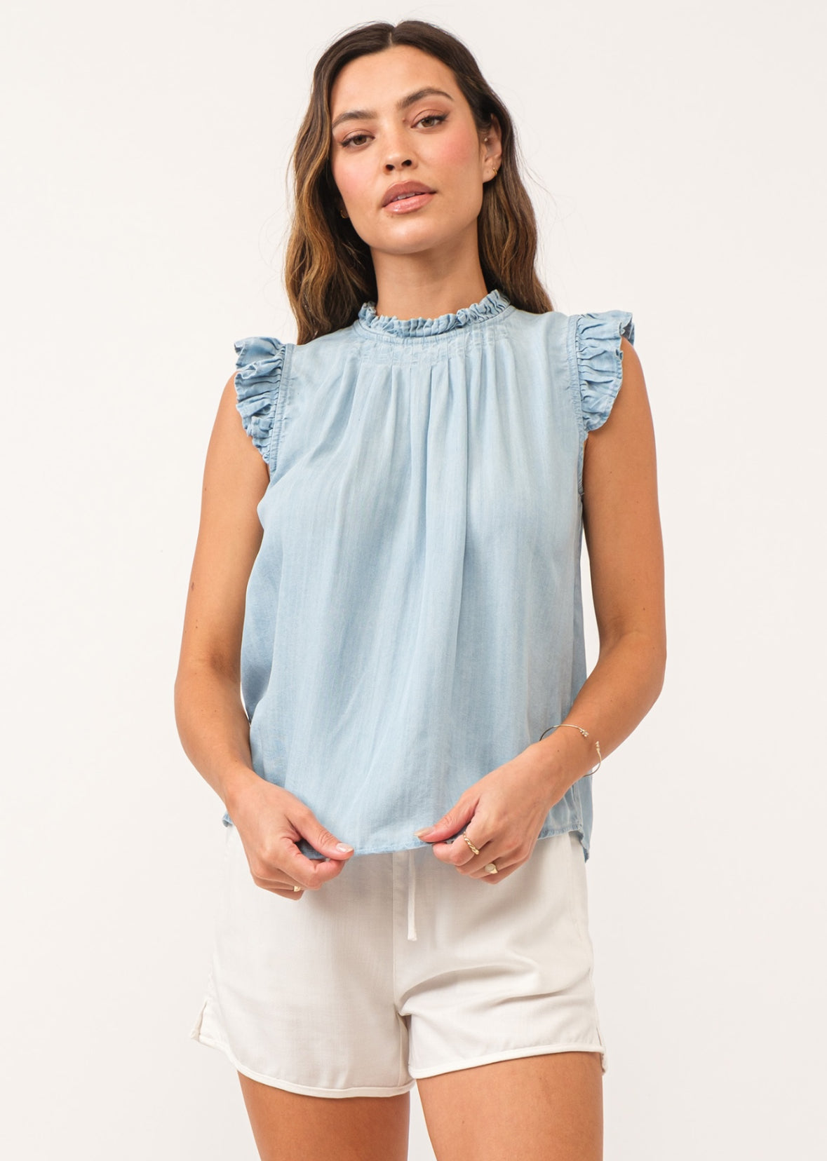 Ruffle Neck Clarin Top