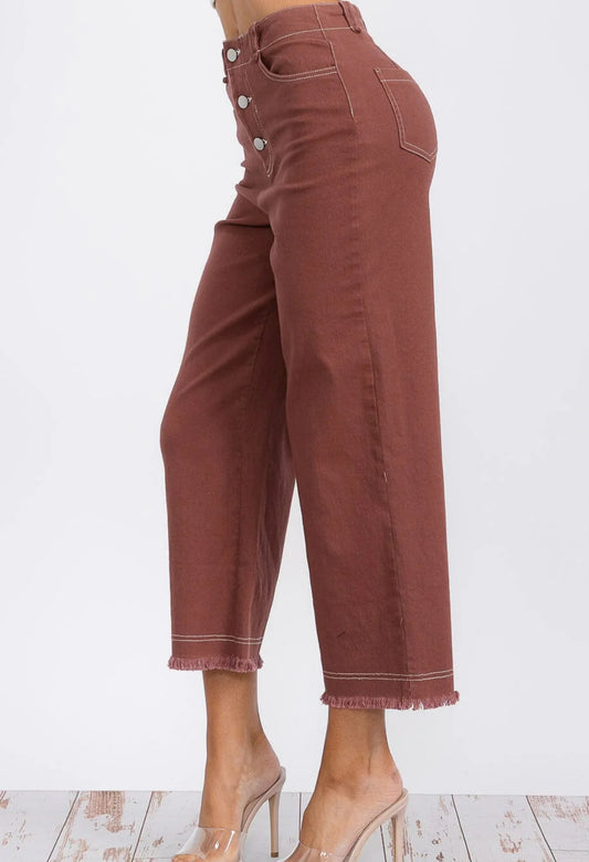 Rust Button Closure Pants