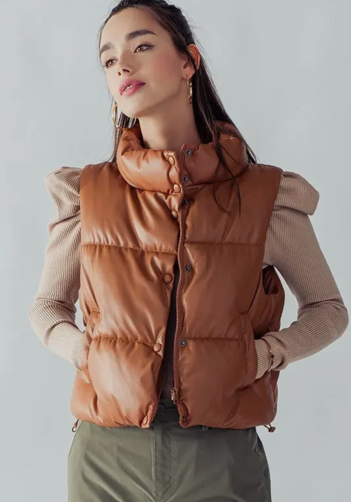 Stand Collar Cropped Puffer Vest