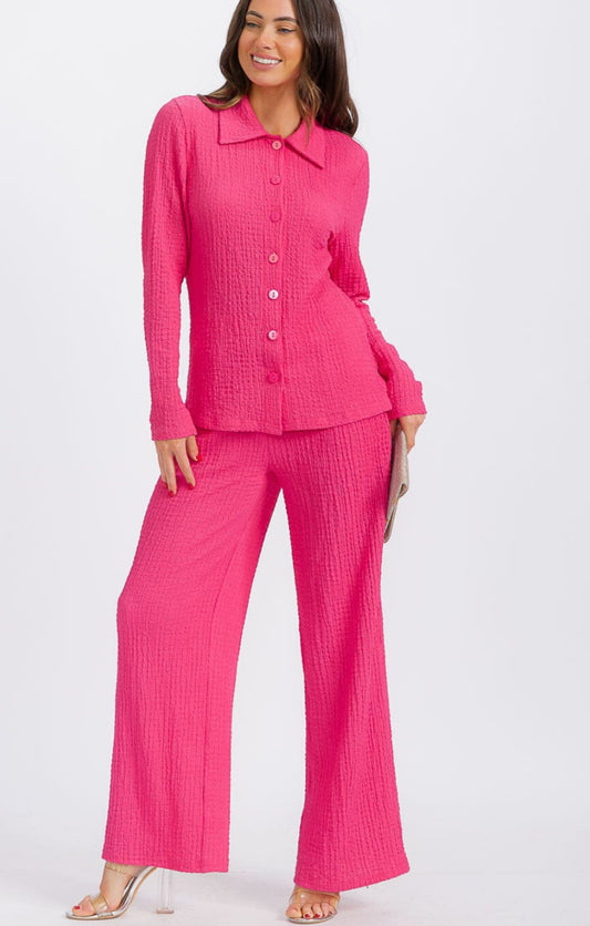 Fuchsia Waffle Knit Set