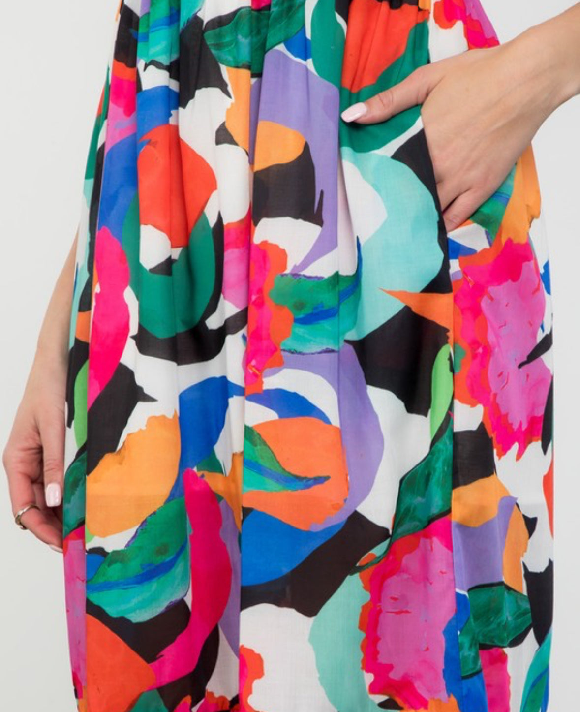Smocked Colorful Printed Maxi Dress