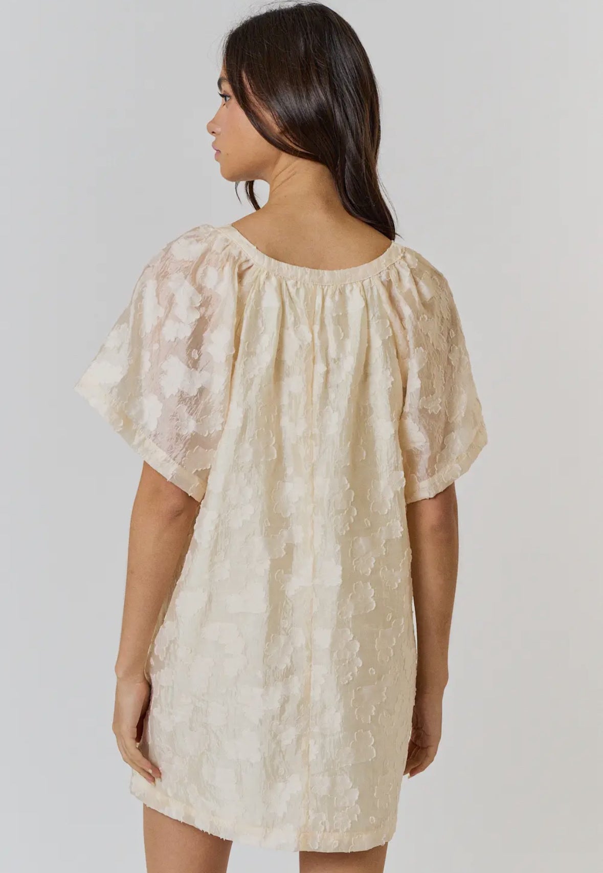 Cream Jacquard Mini Dress