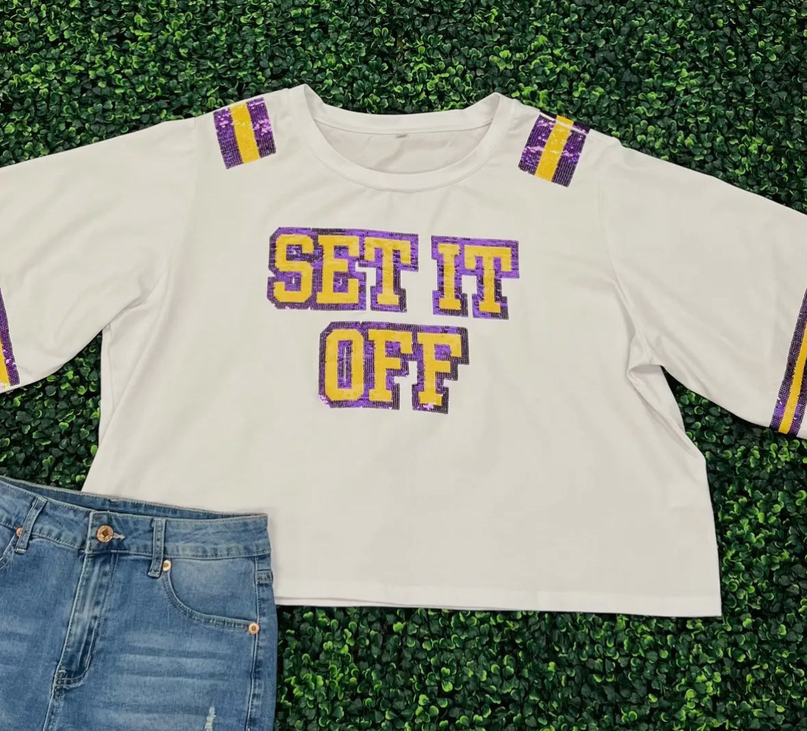 Set It Off Sequin Jersey Tee