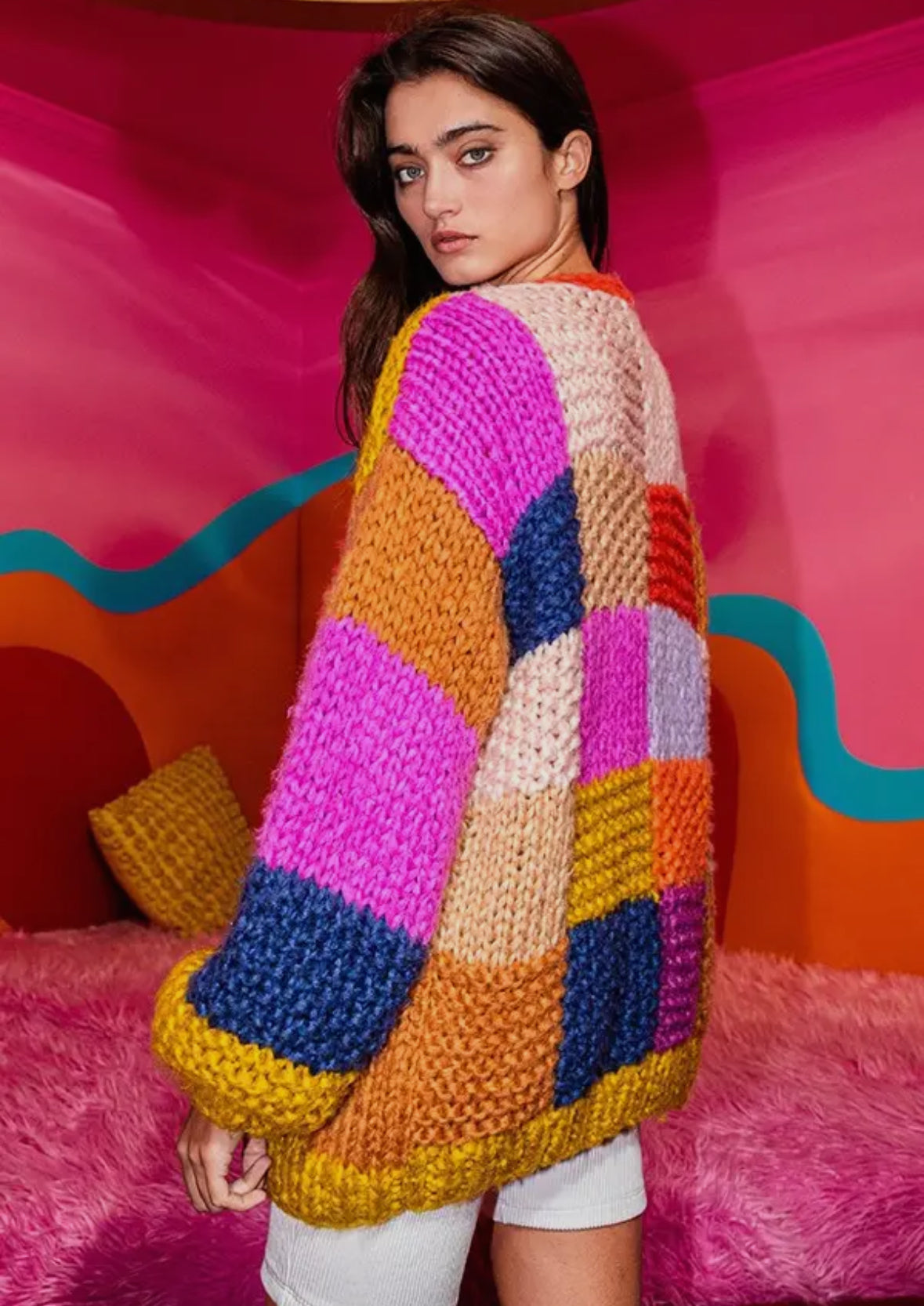Multi Color Block Cardigan