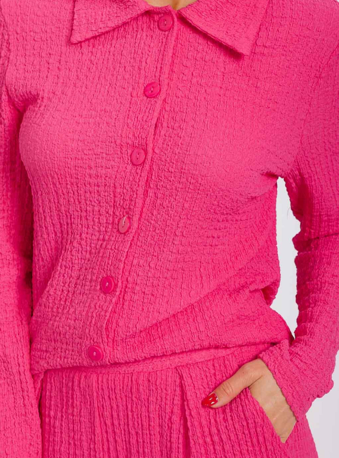 Fuchsia Waffle Knit Set