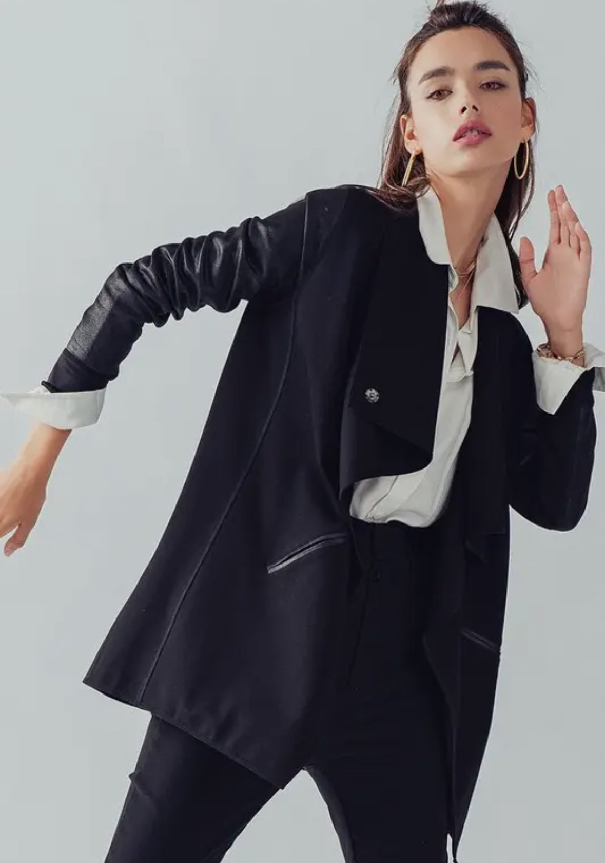 Hailee Faux Leather Combined Jacket
